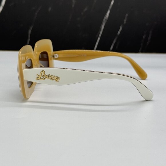NEW LOEWE LW40139U 25E WOMEN SUNGLASSES WHITE/BROWN SQUARE LOEWE EYEWEAR